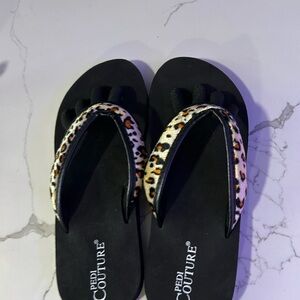 Pedi Couture Leopard Print Sandals